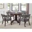 Bowery Hill Traditional Gray Faux Leather Arm Chair with Casters