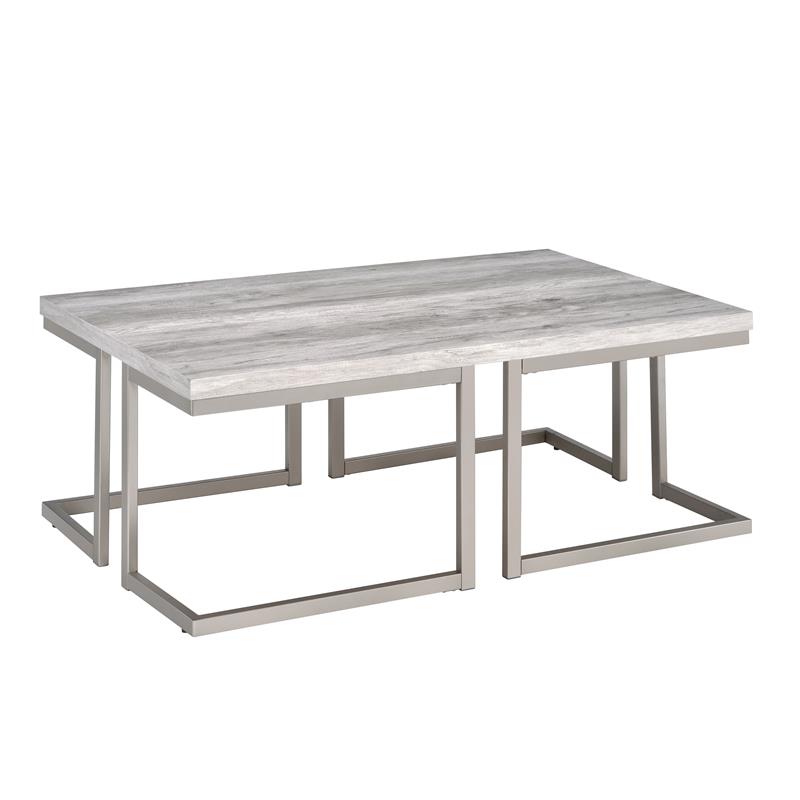 Bowery Hill Mid-Century Driftwood with Metal Base Cocktail Table