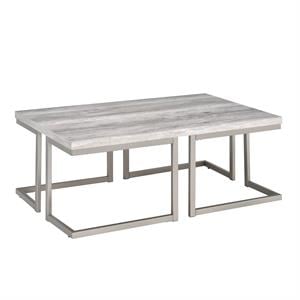 Bowery Hill Mid-Century Driftwood with Metal Base Cocktail Table