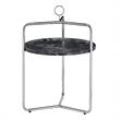Bowery Hill Moderrn Black Faux Marble and Silver Metal Side Table