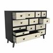 Bowery Hill Mid-Century Ebony and Washed Ivory 13-Drawer Sideboard