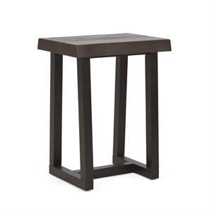 Bowery Hill Traditional Cherry and Ebony Solid Wood Live Edge Stool