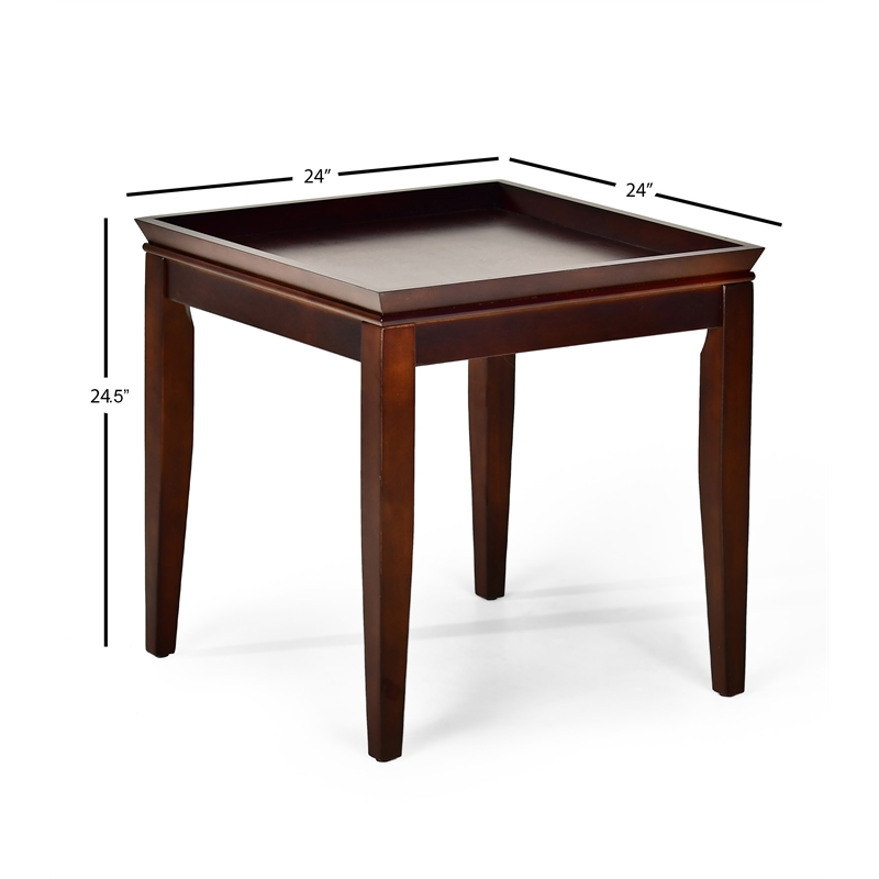 Bowery Hill Transitional End Table in Multi-Step Merlot Cherry Finish