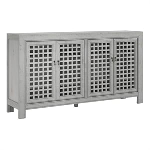 Bowery Hill Farmhouse 4-Door Wood Accent Cabinet in Antique Powder Gray