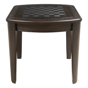 Bowery Hill Traditional Dark Walnut Wood Game End Table with Chessboard