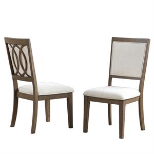 Bowery Hill Wood Dining Side Chair in Toffee Brown/Cream Upholstery (Set of 2)