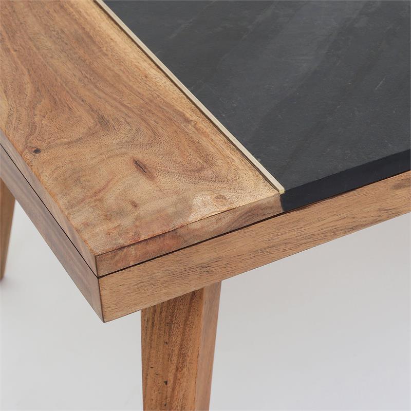 Bowery Hill Slate/Natural Matte Finish Square End Table with Brown wood detail