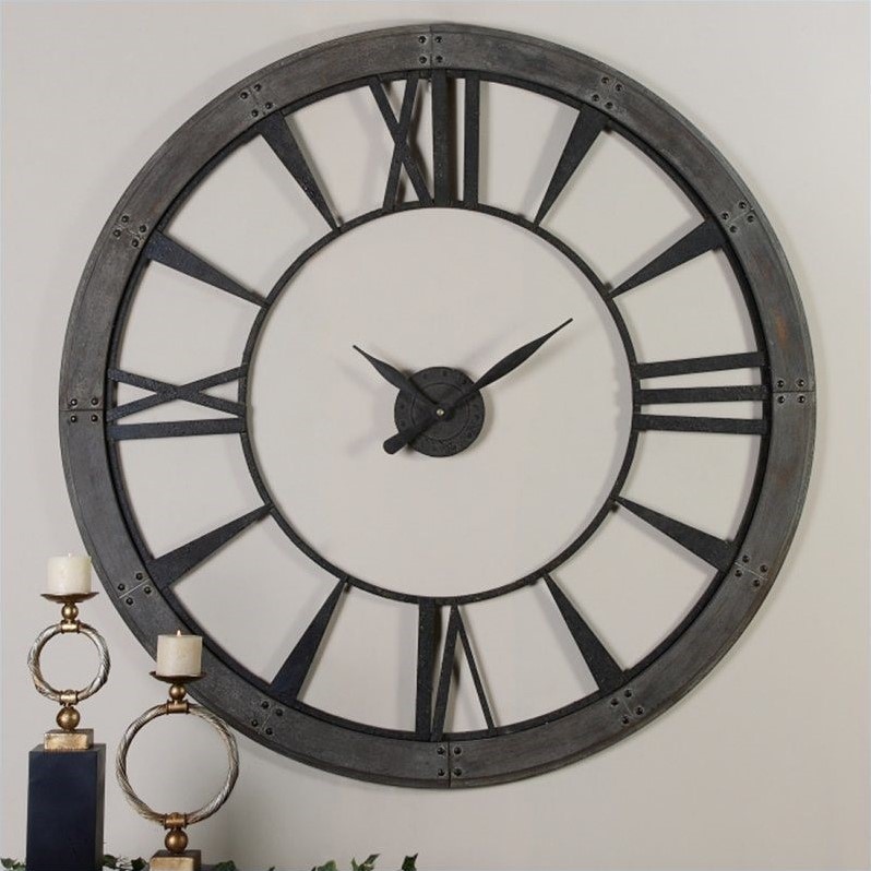 Bowery Hill Modern 60 Inch Wall Clock in Dark Rustic Bronze