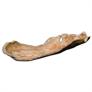 Bowery Hill Contemporary Teak Leaf Bowl in Natural Teak Wood