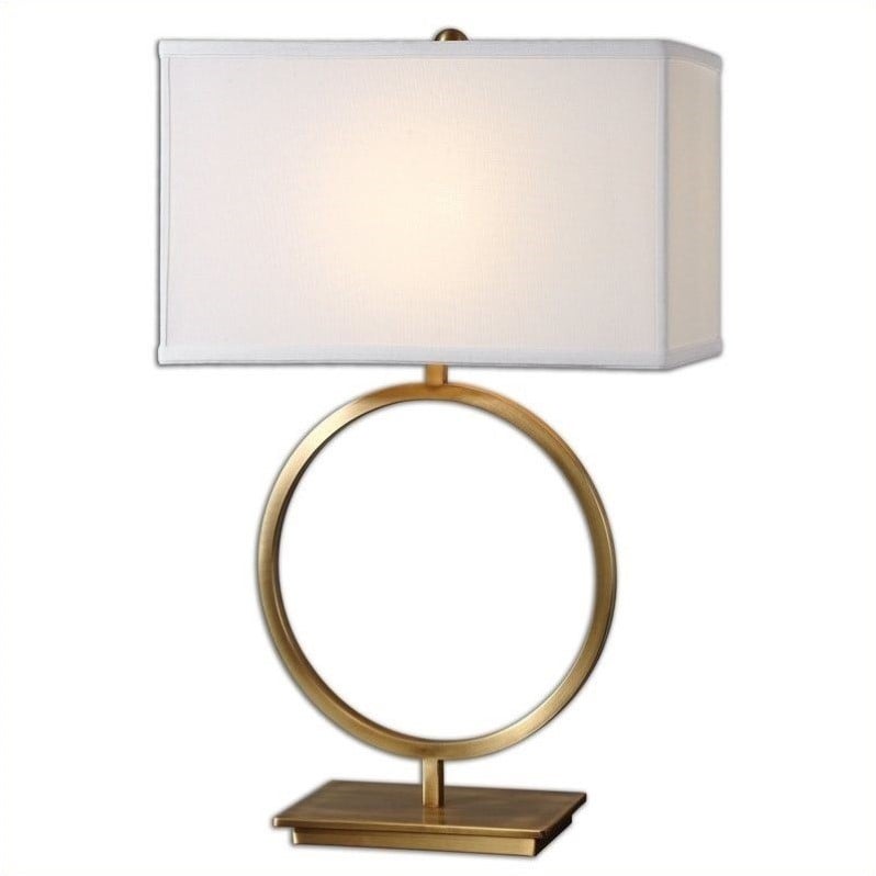 Bowery Hill Modern Circle Table Lamp in Plated Brushed Brass