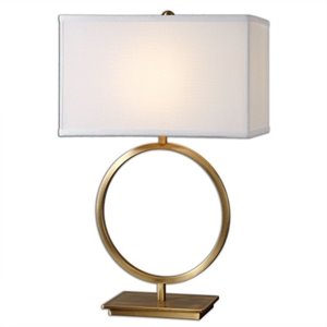 bowery hill modern circle table lamp in plated brushed brass