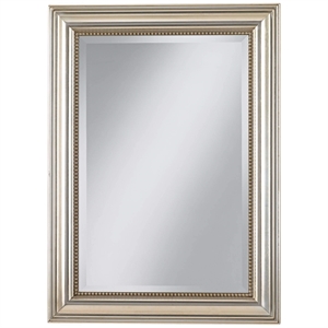 Bowery Hill Contemporary Beaded Mirror in Silver with Gray Glaze