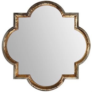 Bowery Hill Contemporary Hammered Metal Mirror in Antiqued Gold