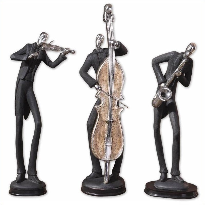 Bowery Hill Musicians Decorative Figurines in Slate Gray (Set of 3)