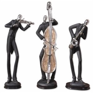 Bowery Hill Musicians Decorative Figurines in Slate Gray (Set of 3)