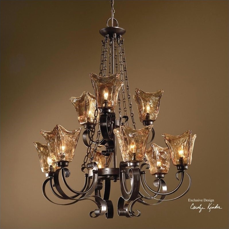 Bowery Hill Contemporary 9 Light Chandelier in Oil Rubbed Bronze