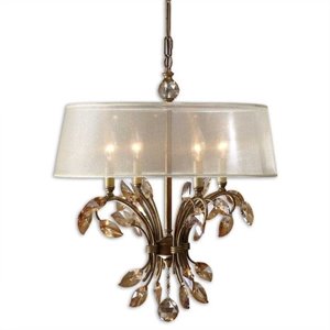 bowery hill modern 4 light chandelier in burnished gold metal
