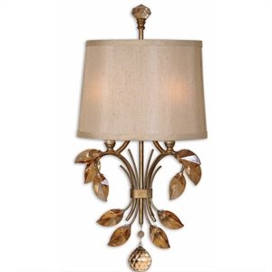 Bowery Hill Modern 2 Light Metal Wall Sconce in Burnished Gold