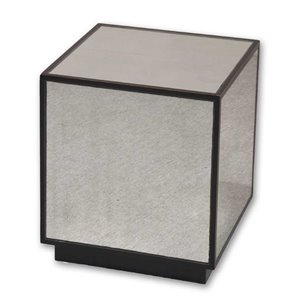 bowery hill contemporary mirrored cube end table in aged black