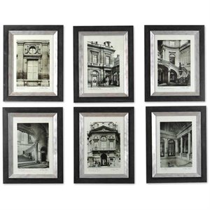 bowery hill modern paris scene art in black framed (set of 6)