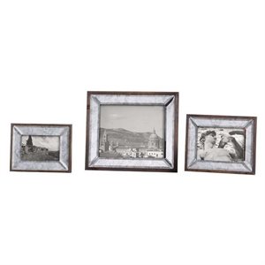 bowery hill contemporary antique mirror photo frames (set of 3)