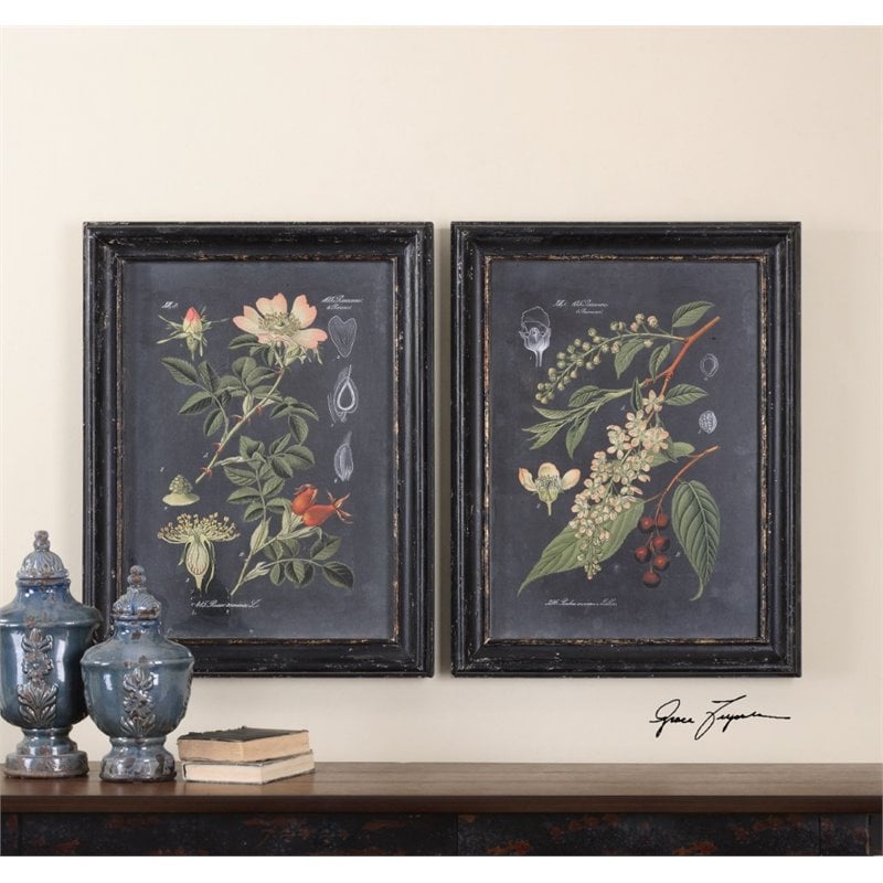 Bowery Hill Modern Midnight Botanicals 2 Piece Wall Art Set