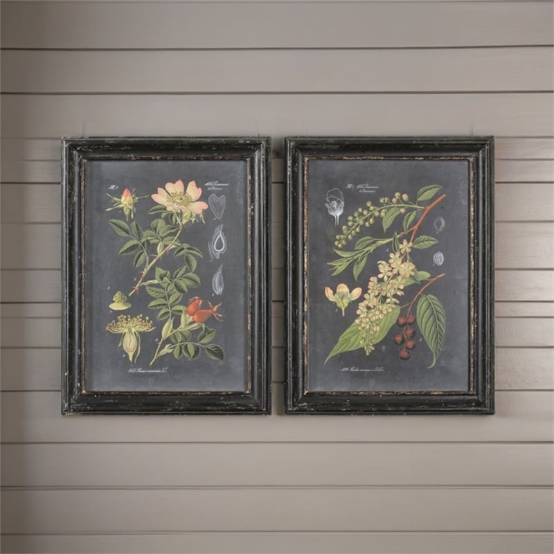 Bowery Hill Modern Midnight Botanicals 2 Piece Wall Art Set