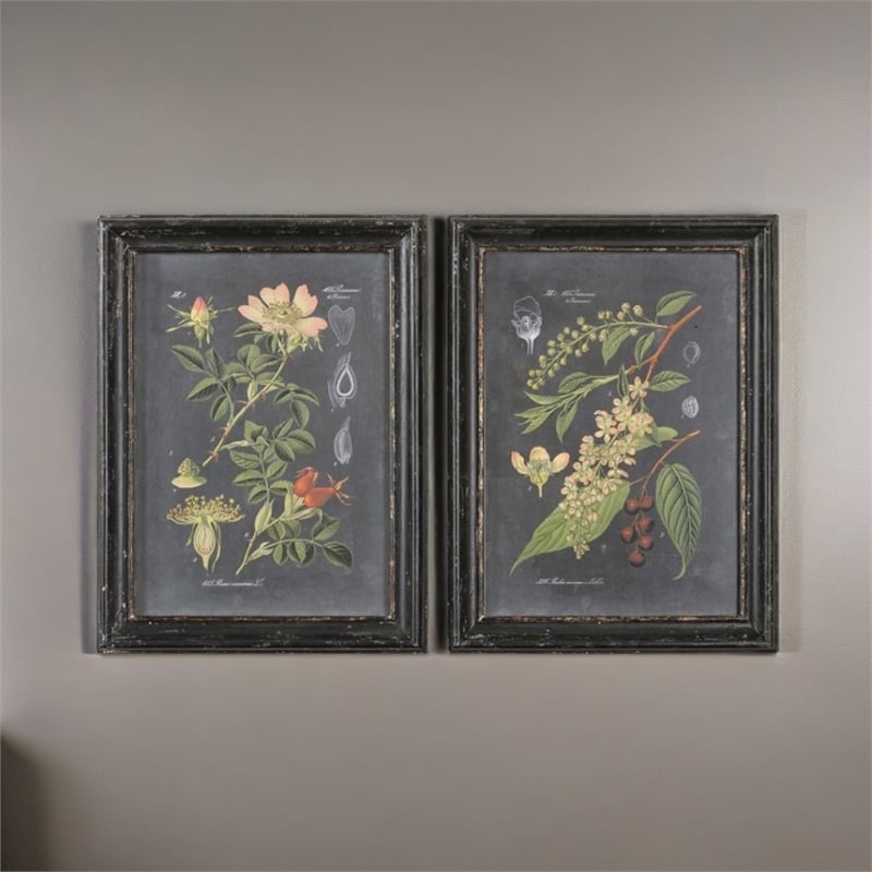 Bowery Hill Modern Midnight Botanicals 2 Piece Wall Art Set