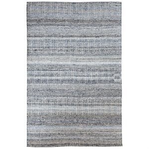 bowery hill modern 8' x 10' hand woven wool rug in denim blue