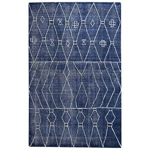 bowery hill modern 5' x 8' hand woven wool rug in indigo blue