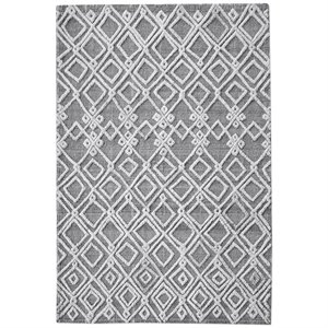 bowery hill modern 8' x 10' hand woven wool rug in gray and ivory
