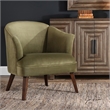 Bowery Hill 17'' Fabric/Wood Barrel Back Accent Chair in Olive Green/Walnut