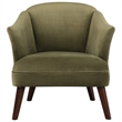 Bowery Hill 17'' Fabric/Wood Barrel Back Accent Chair in Olive Green/Walnut