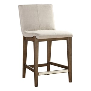 Bowery Hill 26&quot Transitional Fabric Upholstered Counter Stool in Beige