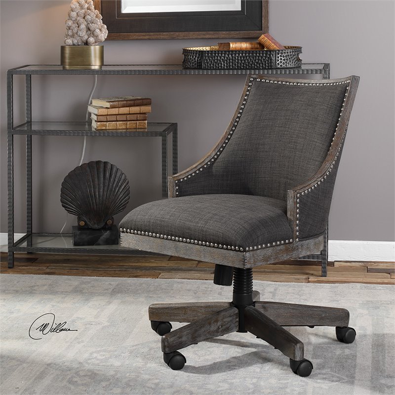 Bowery Hill Contemporary Swivel Desk Chair in Charcoal and Gray