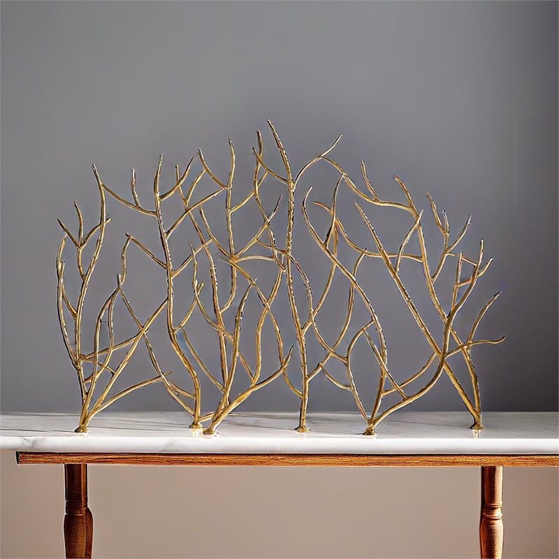 Bowery Hill Contemporary Decorative Fireplace Screen in Gold
