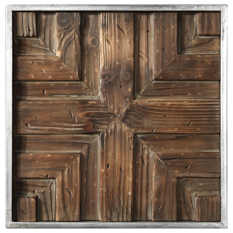 Bowery Hill Modern 9 Piece Wall Panel Set in Rustic Natural