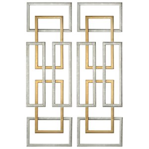 Bowery Hill Modern 2 Piece Geometric Wall Art Set in Antique Gold