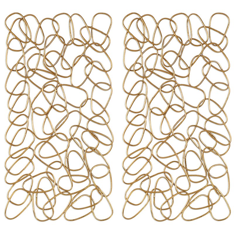 Bowery Hill Modern In The Loop Gold Wall Art in Gold (Set of 2)