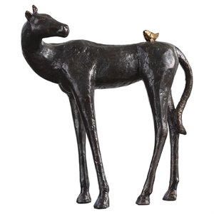 Bowery Hill Modern Friend Horse Statue in Dark Brown and Gold