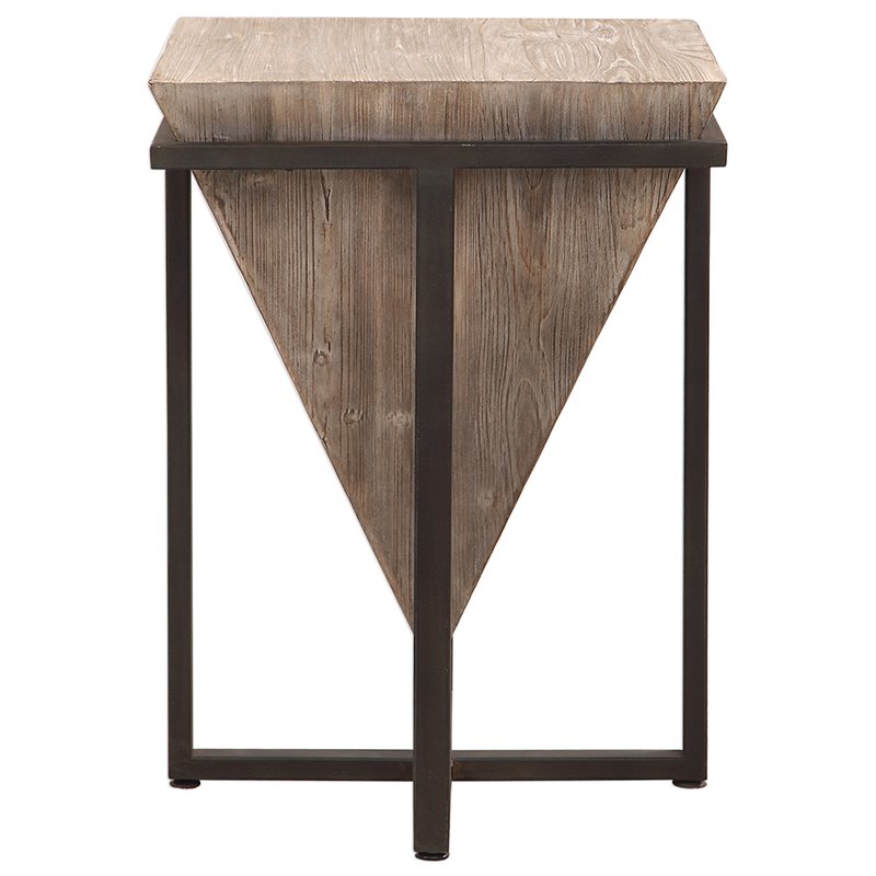 Bowery Hill Coastal Wood Accent End Table in Gray Wash/Aged Black