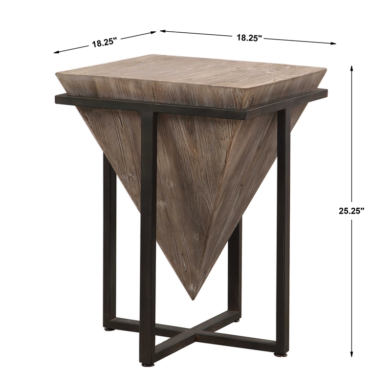 Bowery Hill Coastal Wood Accent End Table in Gray Wash/Aged Black