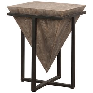 Bowery Hill Coastal Wood Accent End Table in Gray Wash/Aged Black
