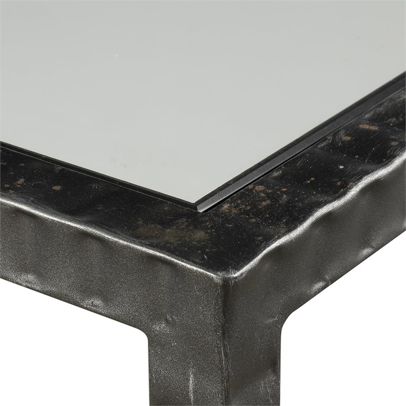 Bowery Hill Modern Glass Accent Console Table in Aged Gunmetal