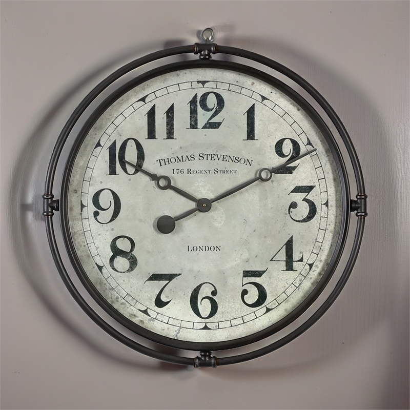 Bowery Hill Contemporary Wall Clock in Smoke Gray and Aged Ivory