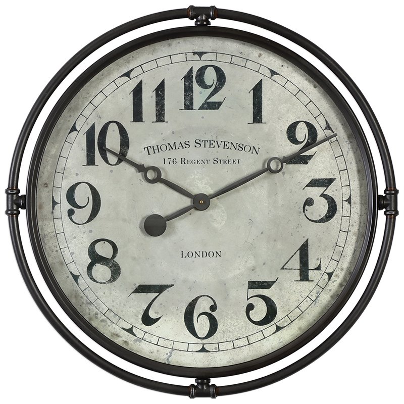 Bowery Hill Contemporary Wall Clock in Smoke Gray and Aged Ivory