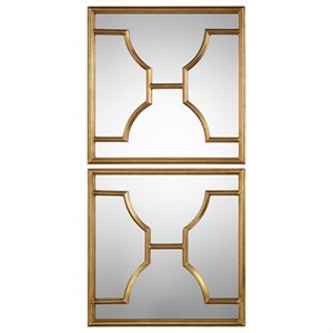 Bowery Hill Contemporary Decorative Mirror in Gold (Set of 2)