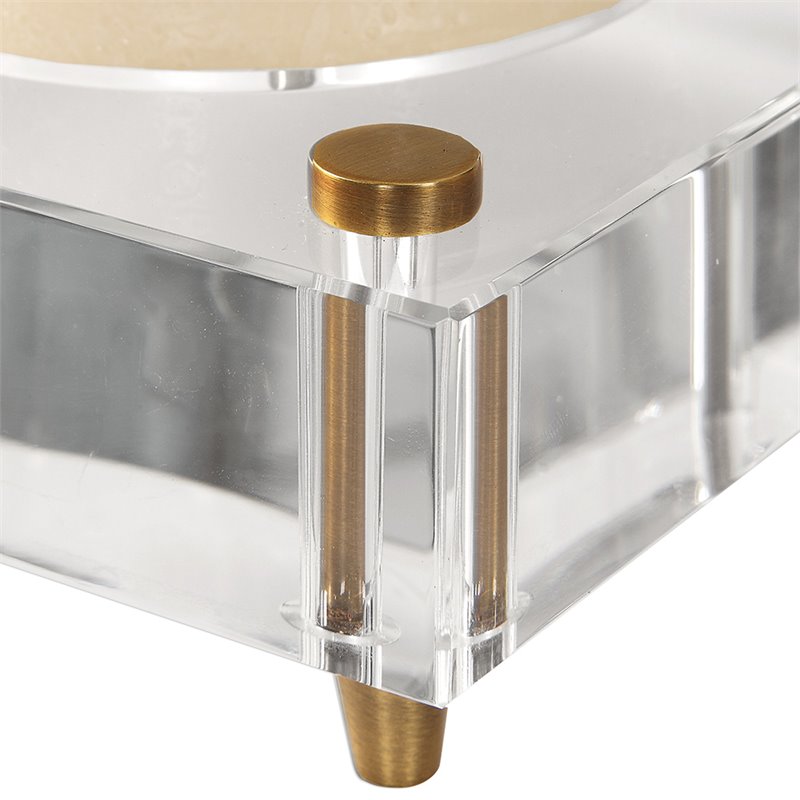Bowery Hill 2 Piece Crystal Block Candle Holder Set in Brass