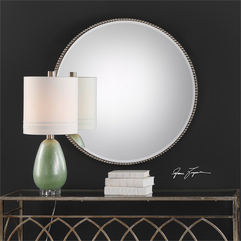 Bowery Hill Contemporary Decorative Mirror in Antique Silver