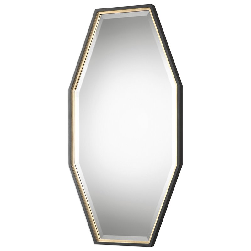 Bowery Hill Contemporary Decorative Mirror in Gold and Black